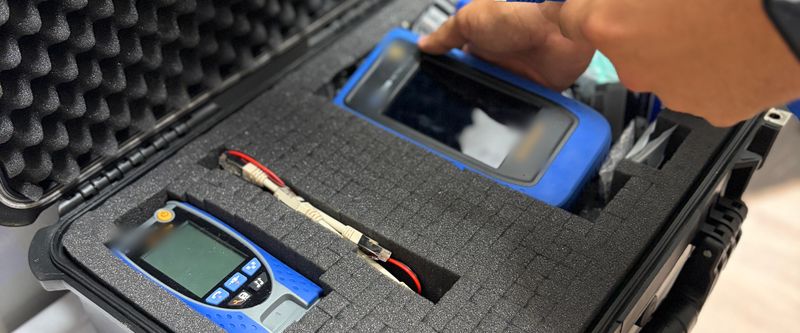 JCS network cable testers in a protective field case